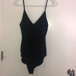 Spaghetti strap black bodysuit